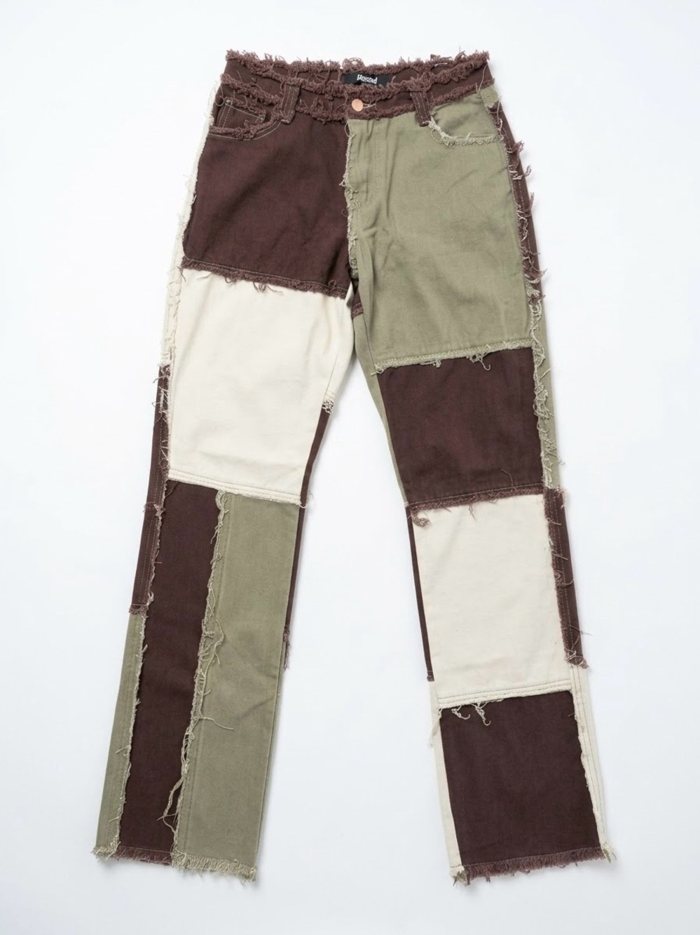 NWT Jaded London Patchwork Denim Jeans W25 Raw Edge Frayed Y2K Streetwear Grunge